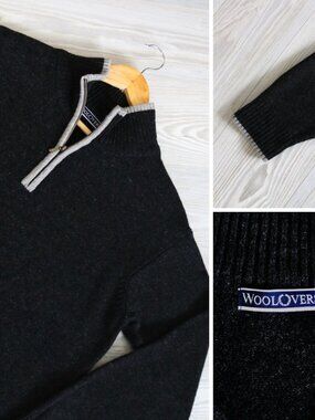 Woolovers Lambswool 1/4 Zip Sweater Mens Charcoal Autumn Outdoor Gorpcore Size M